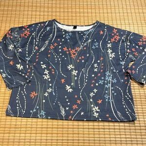 Floral Blue Print Long Sleeve